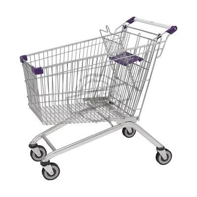 150L European Type Supermarket Shopping Metal Trolley for Sale