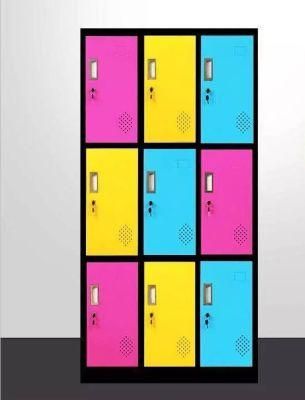 Metal Storage Furniture Kd Commercial 9 Colorful Doors Locker