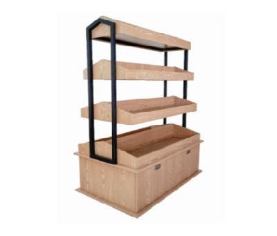 Snack Food Display Stand Wooden Shelf for Kids, Supermarket Wooden Shelving for Retail