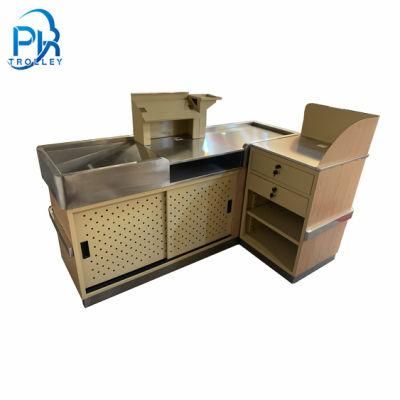 Custom Modern Retail Wooden Boutique Reception Desks Small Cashier Counter