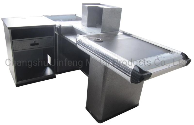 Supermarket Customized Checkout Counter Cashier Desk with Conveyor Belt