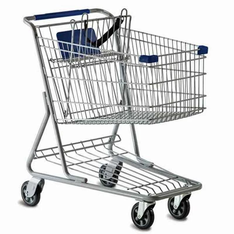 Multicolor Portable Wholesale Plastic and Metal Trolley Folding Shopping Cart
