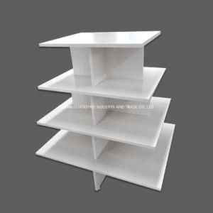 PY043-Modern Design Customized Multi Layers Metal Frame Melamine Wood Panel Retail Display table Supermarket Shelf