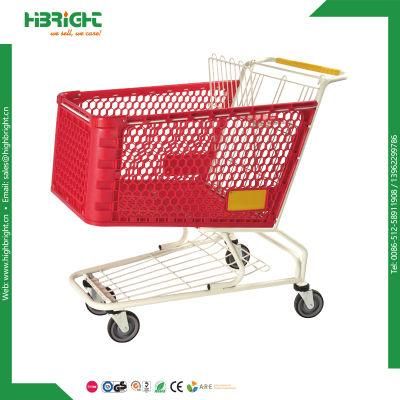 New Design Supermarket Trolley Metal Frame Plastic Shopping Cart