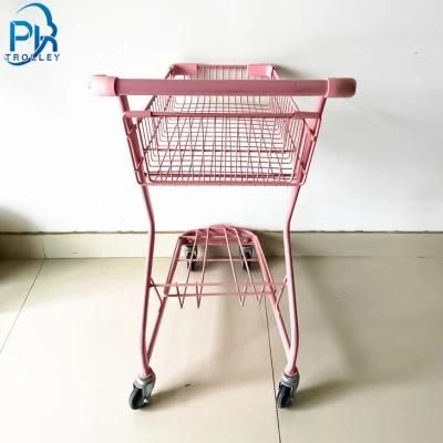 Small Convenience Pink Portable Store Trolley with One Basket