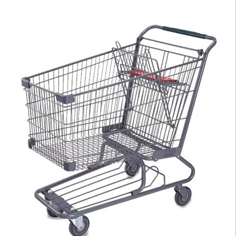 Light Duty Powder Coated Foldable Shopping Trolley for Supermarket