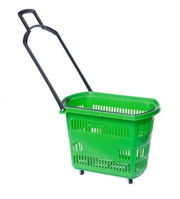 Small Four Wheels Trolley Basket for Supermarket