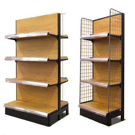 Gondola Shelf Wood Grain Steel Racks Supermarket Display Shelf