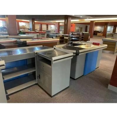 Retail Checkout Counters Durable Counter Table Supermarket Equipment Steel Cashier Counter