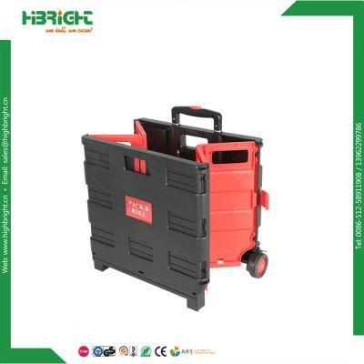 Collapsible Wheeled Crate Plastic Shopping Cart Box