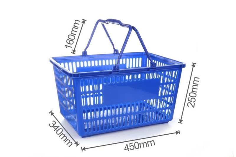 Shopping Basket with Double Handles Electroplating Flat Plastic Rolling Basket