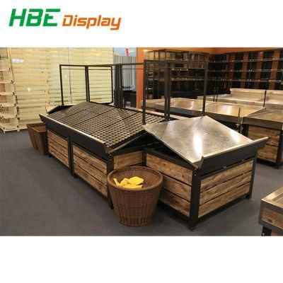 High Quality Supermarket Metal Flooring Fruit and Vegetable Display Rack