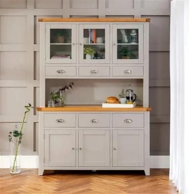 Grey Painted Large Glazed Dresser Sideboard