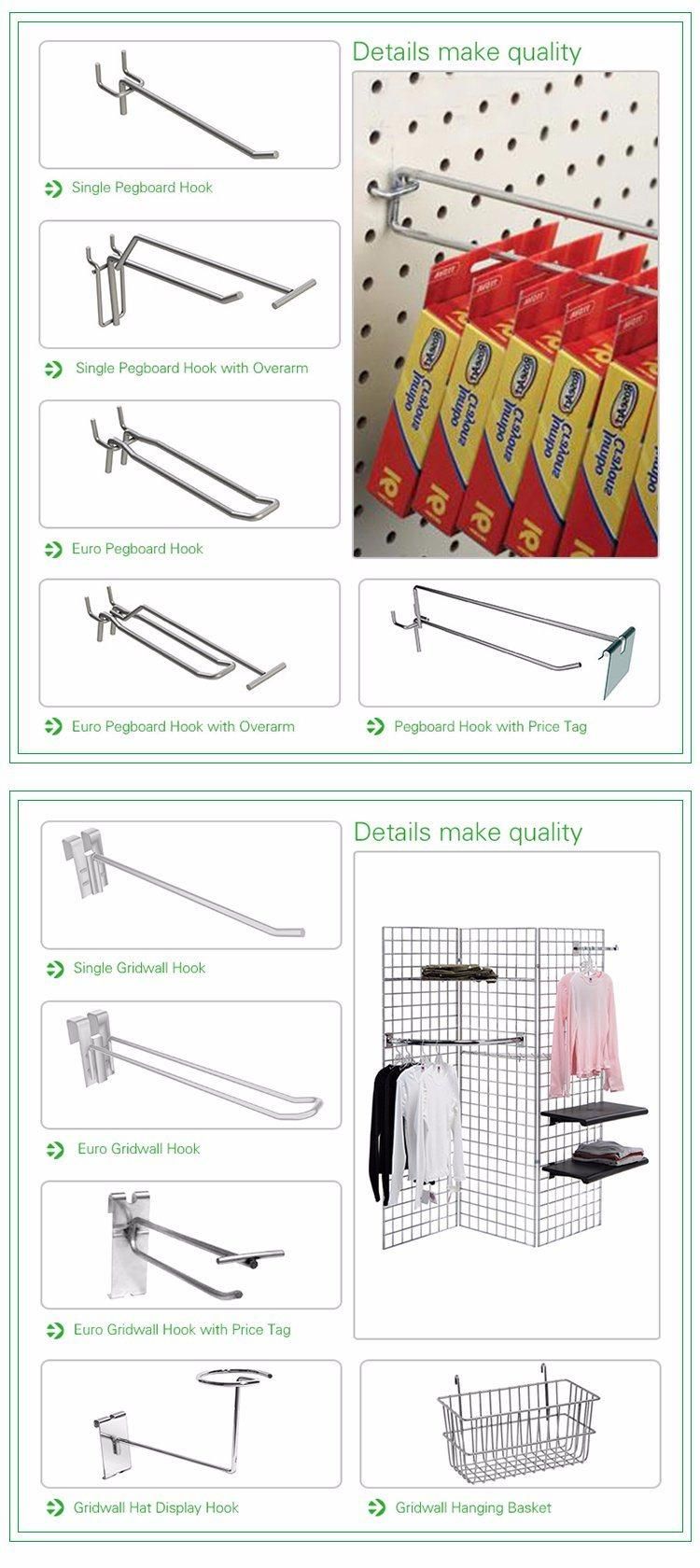 Iron Wire Hook Factory Chrome Supermarket Slatwall Hook for Retail Stores Security